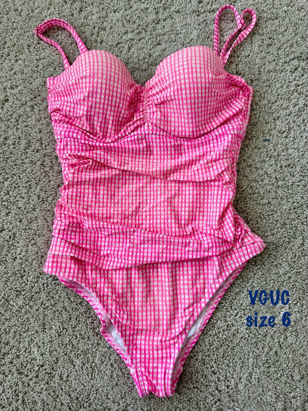 Lilly Pulitzer Layne Pink Gingham Ruched One-Piece Swimsuit